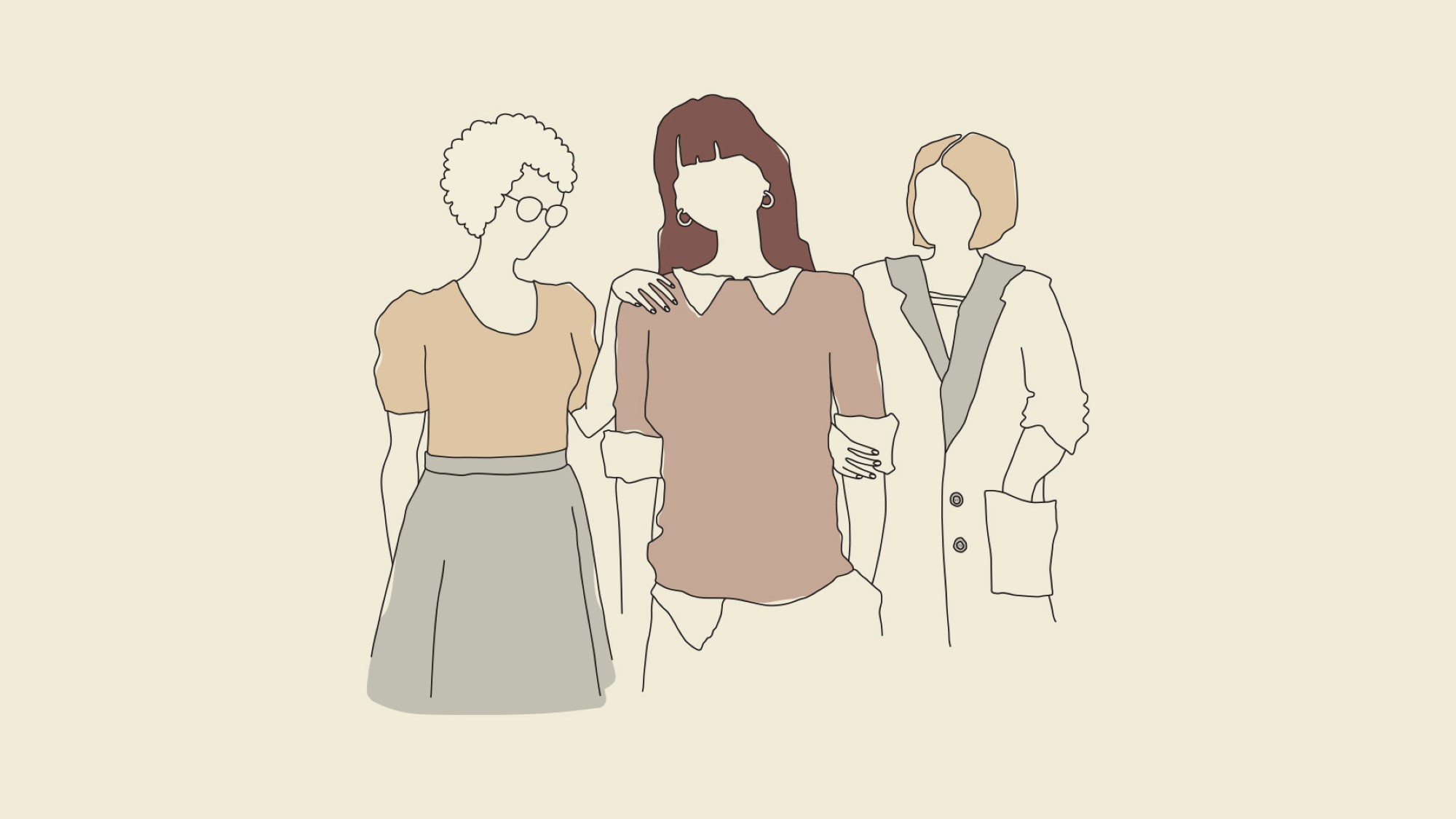 Tegning av tre kvinner