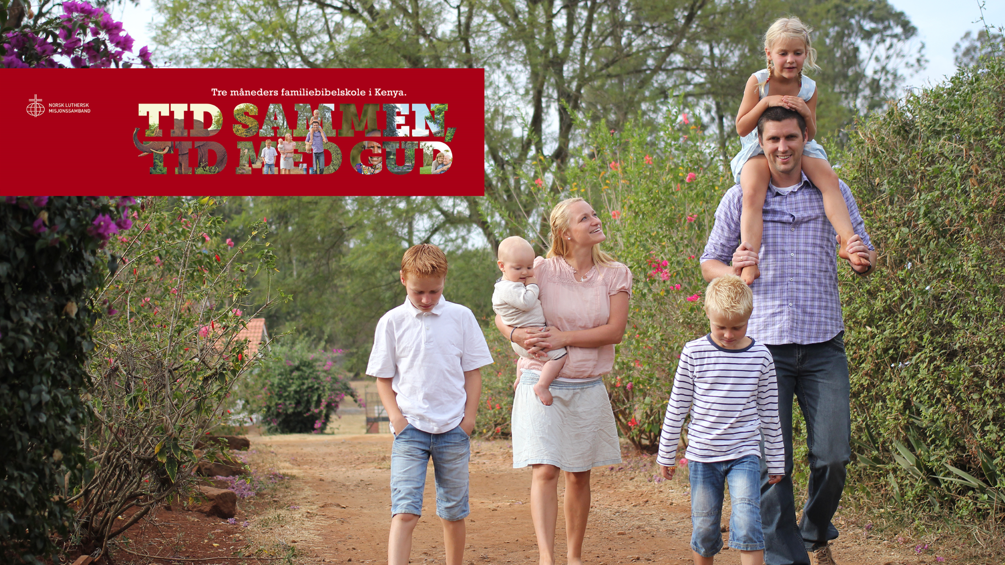 Bilde av familie som spaserer i Kenya.
