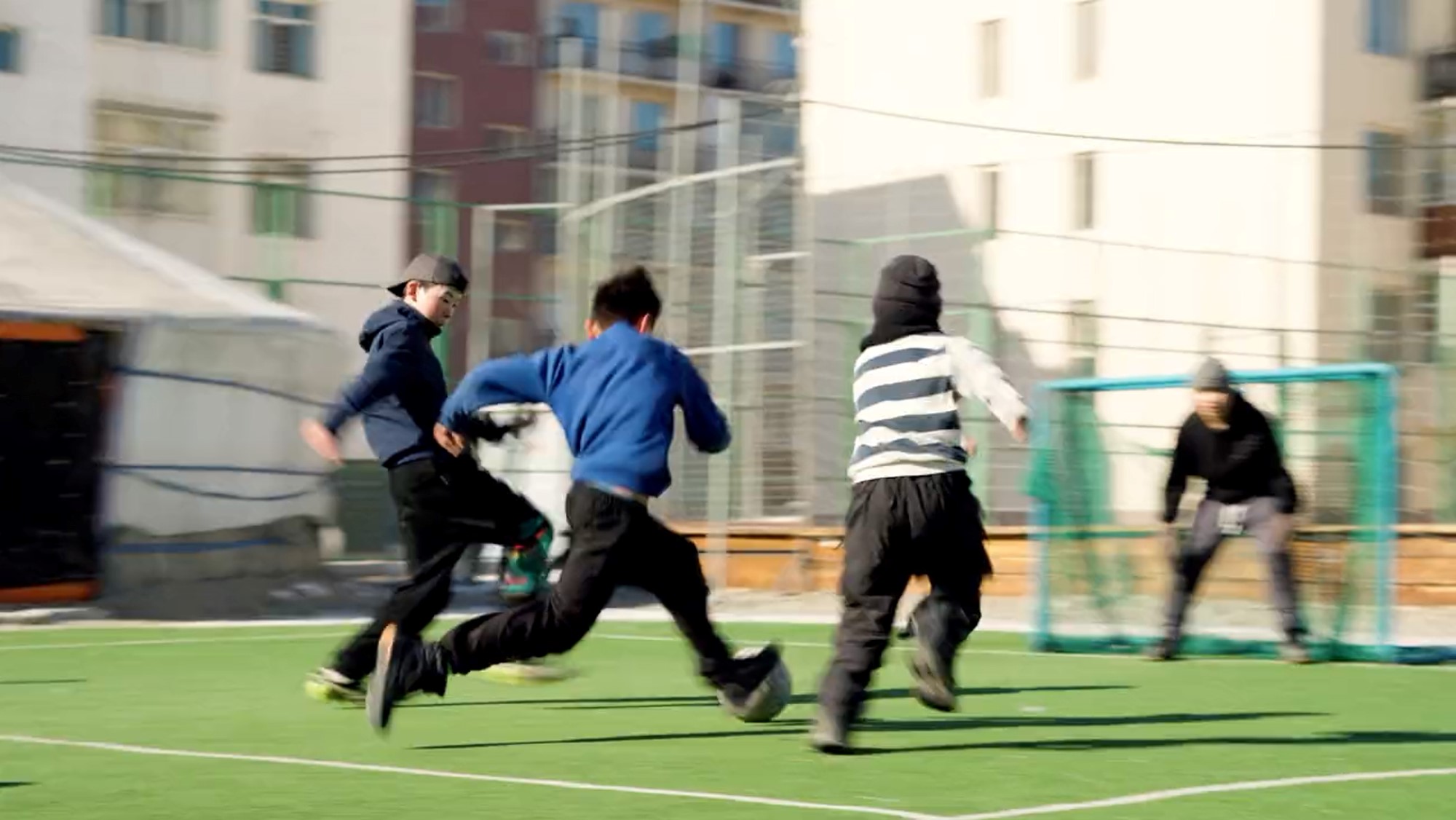 Skjermdump fra film, fotballkamp
