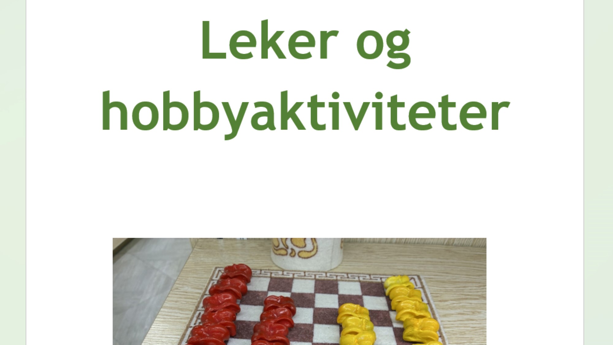 Skjermdump dokument leker aktiviteter